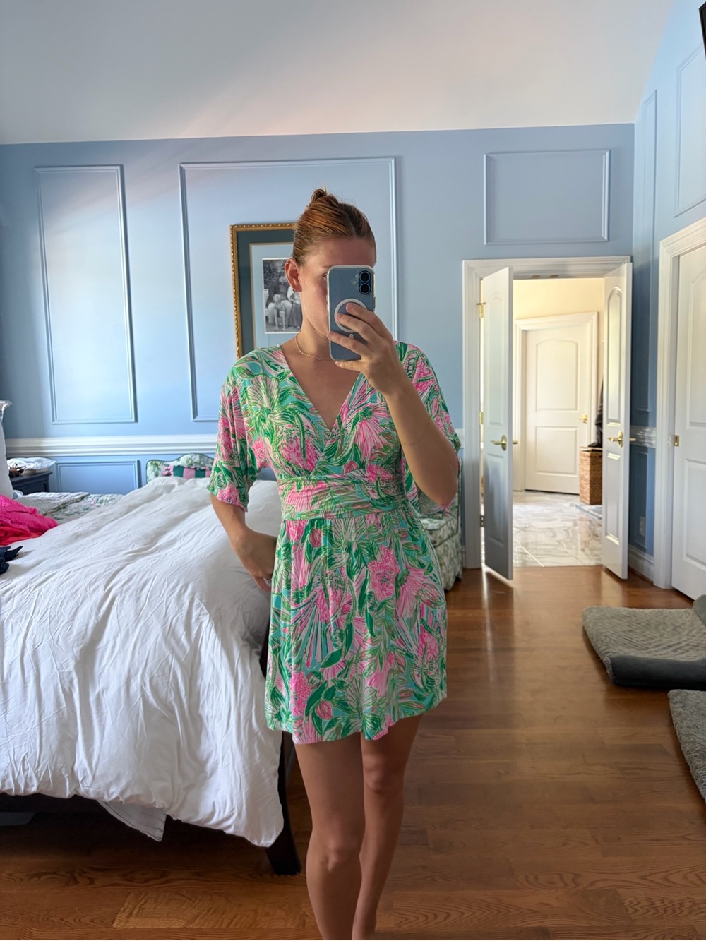 Lilly Pulitzer Pink & Green Floral Wrap Romper